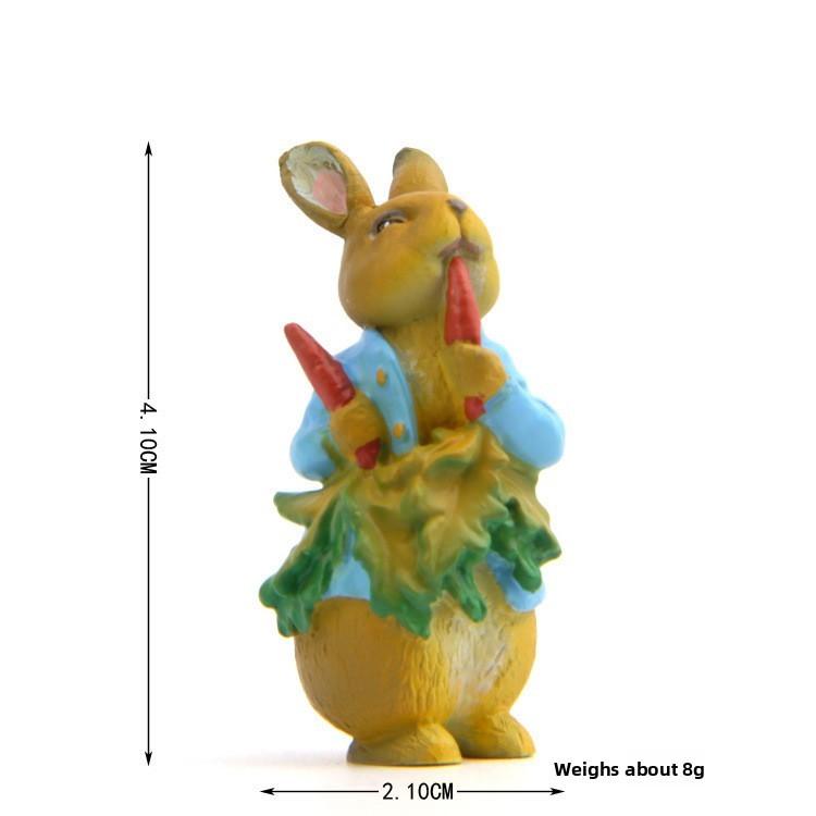 Смоляная фигурка Кролика Питера с морковкой и шляпой для декора сада и микроландшафта Carrot