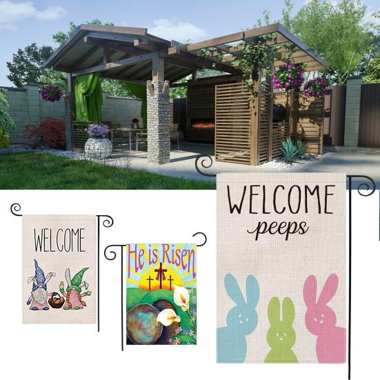 Флаг кролика Весенний яркий праздник с цветочным узором Флаг кролика для сада